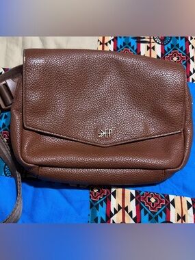 Fresh Picked Brown Pebbled Leather Crossbody Bag - Logo